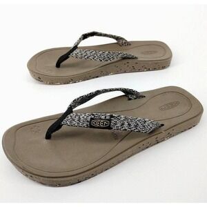 Keen Harvest Luftcell Webbing Strap Flip Flop Sandals Womens 6 Brown